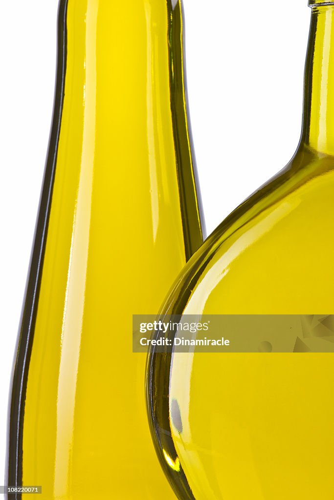 Olive Oil in Bottles, Isolated on White