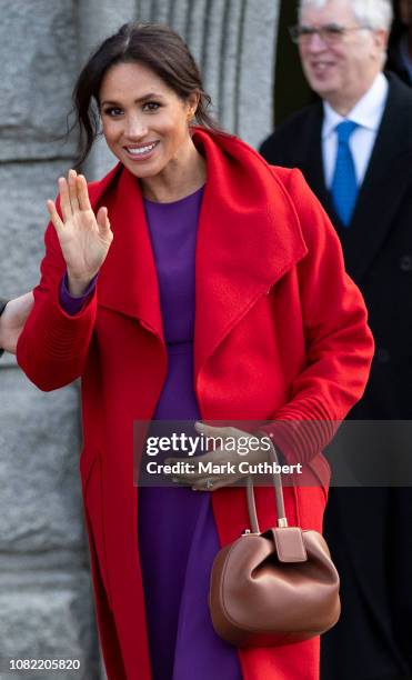 Meghan, Duchess of Sussex visits Hamilton Square to view a new sculpture erected in November to mark the 100th anniversary of Wilfred Owen's death,...