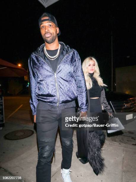 Khloe Kardashian and Tristan Thompson are seen on January 13, 2019 in Los Angeles, California.