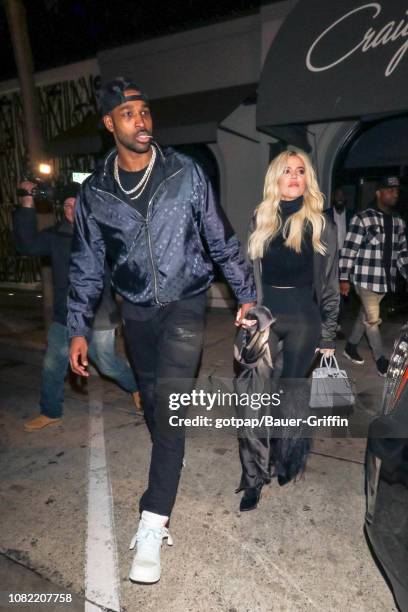 Khloe Kardashian and Tristan Thompson are seen on January 13, 2019 in Los Angeles, California.