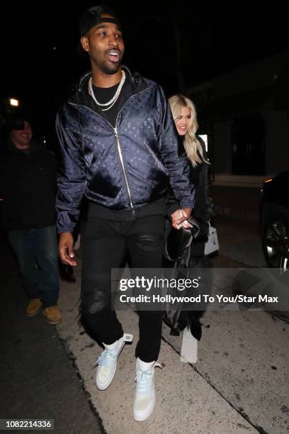 Khloe Kardashian and Tristan Thompson are seen on January 13, 2019 in Los Angeles, CA.