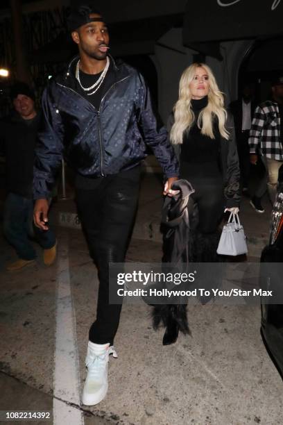 Khloe Kardashian and Tristan Thompson are seen on January 13, 2019 in Los Angeles, CA.