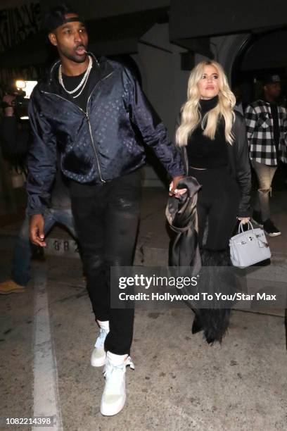 Khloe Kardashian and Tristan Thompson are seen on January 13, 2019 in Los Angeles, CA.