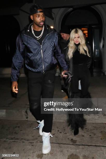 Khloe Kardashian and Tristan Thompson are seen on January 13, 2019 in Los Angeles, CA.