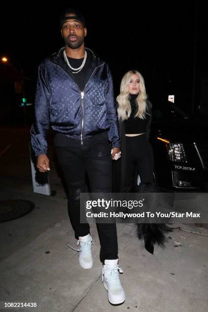 Khloe Kardashian and Tristan Thompson are seen on January 13, 2019 in Los Angeles, CA.