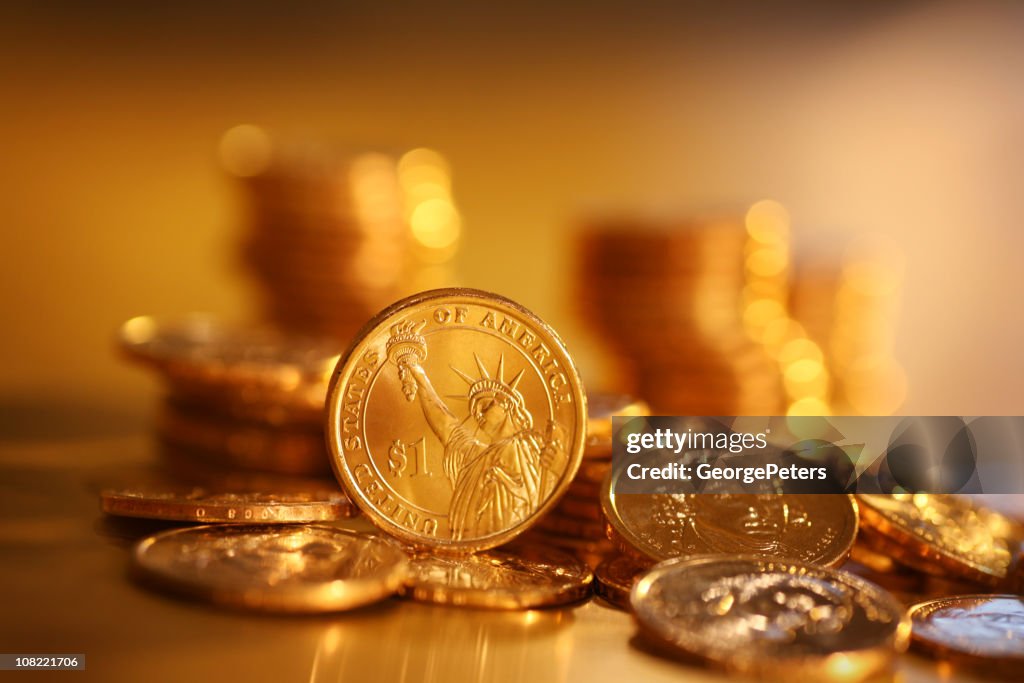 Gold Coins on Background
