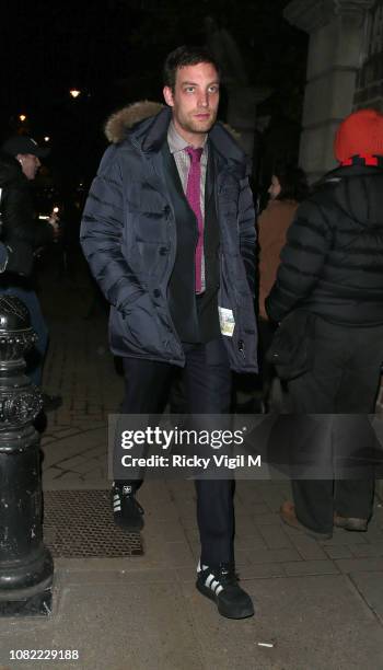 James Jagger seen attending Sir Mick Jagger - Christmas party on December 13, 2018 in London, England.