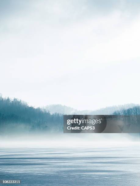 lago en invierno - lago fotografías e imágenes de stock