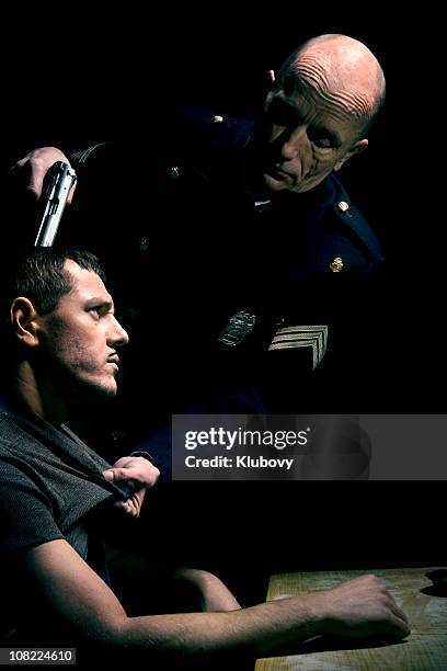 military officer interrogating man - mp stock pictures, royalty-free photos & images