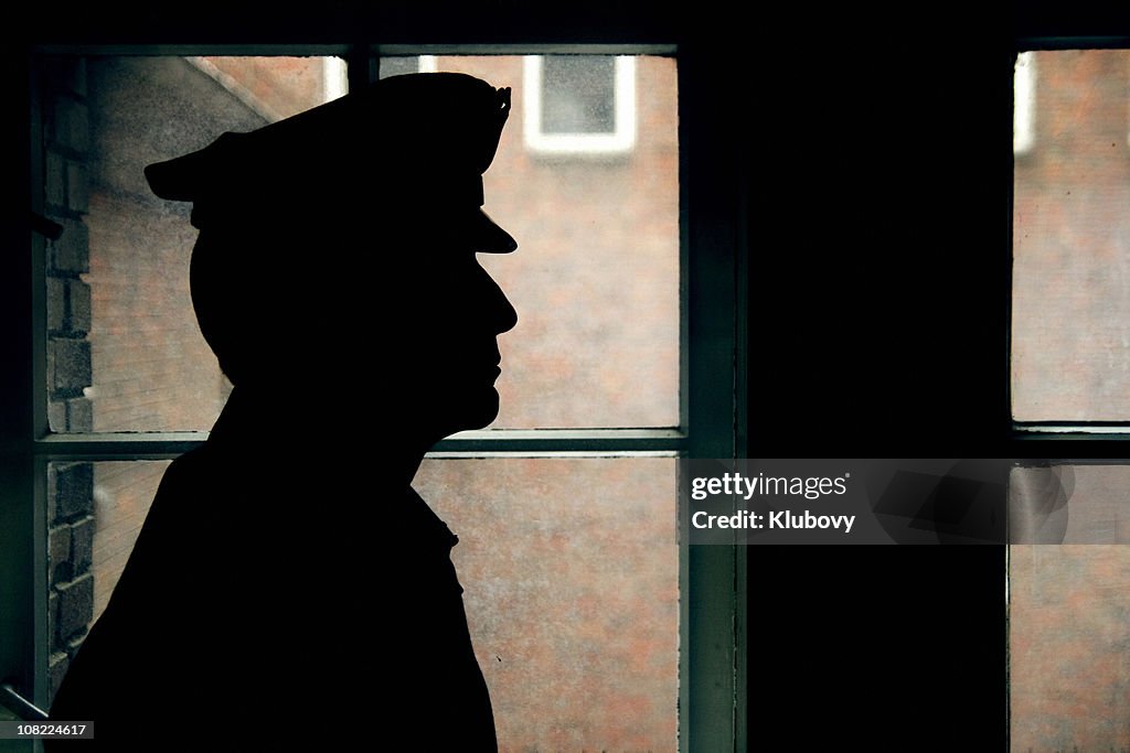 Silhouette einer Gefängnis/Polizei warden
