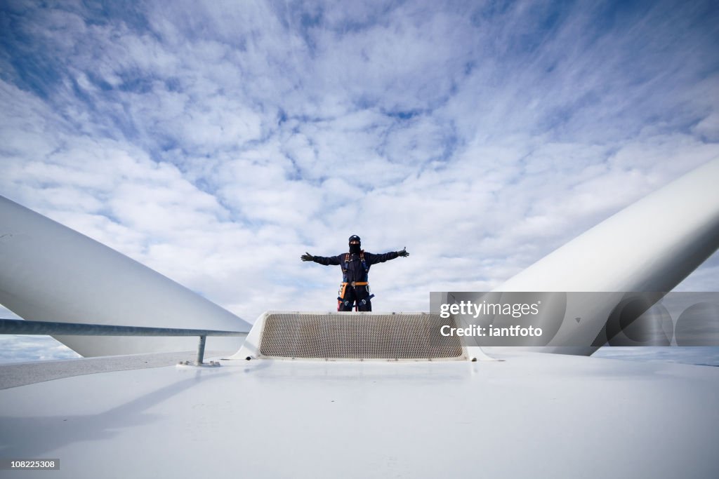 Arbeiten bei wind turbine