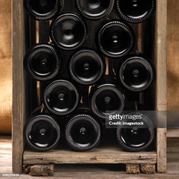 crate with wine bottles - wine crate stock pictures, royalty-free photos & images