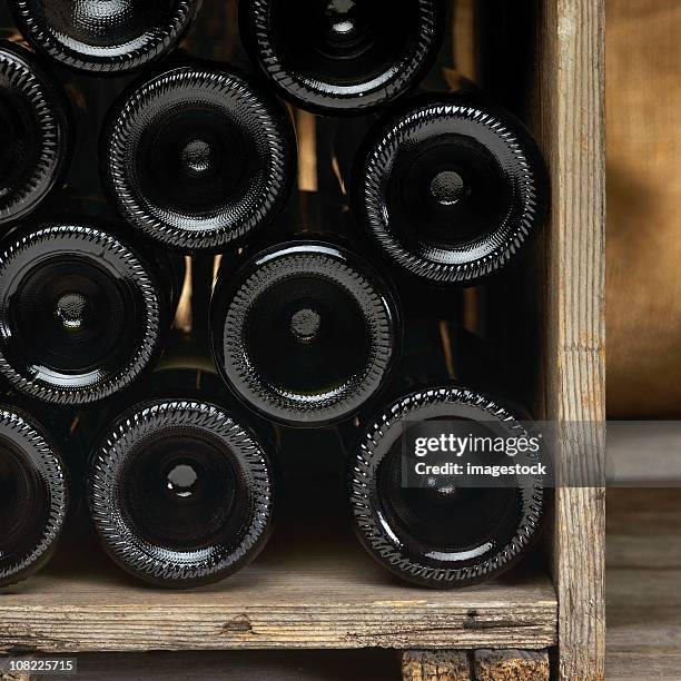 crate with wine bottles - wine crate stock pictures, royalty-free photos & images