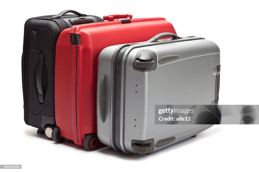 Three Suitcases on White Background