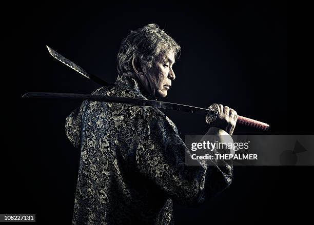 melting pot swordsman - katana stock pictures, royalty-free photos & images