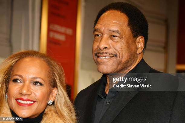 Tonya Turner and Dave Winfield attend opening night of "To Kill A Mocking Bird" at the Shubert Theatre on December 13, 2018 in New York City.