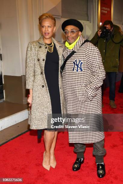 Tonya Lewis Lee and Spike Lee attend opening night of "To Kill A Mocking Bird" at the Shubert Theatre on December 13, 2018 in New York City.