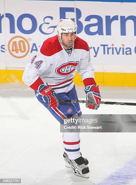 Roman Hamrlik of the Montreal Canadiens skates against the Buffalo Sabres at HSBC Arena on January 18, 2011 in Buffalo, New York. Buffalo won 2-1 in...