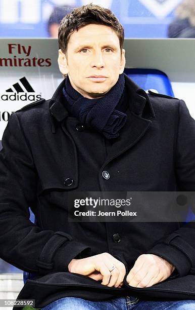 Bastian Reinhardt, sport director of Hamburg looks on prior to the Bundesliga match between Hamburger SV and Eintracht Frankfurt at Imtech Arena on...