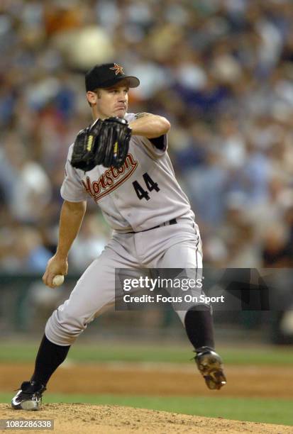 Roy Oswalt of the National League pitches against the American League during Major League Baseball 2005 All Star game July 12, 2005 at Comerica Park...