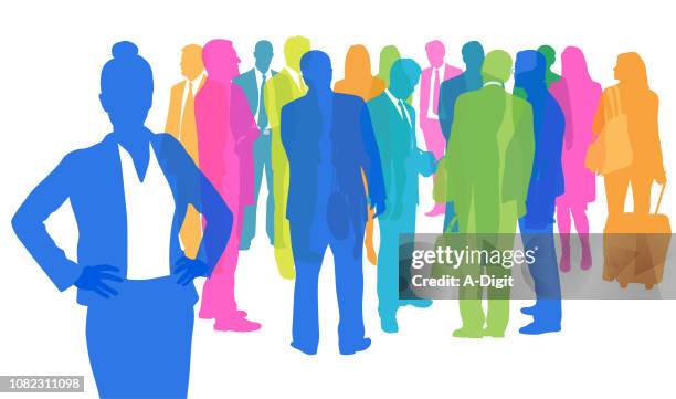 her place in the business world - sales team silhouette stock illustrations