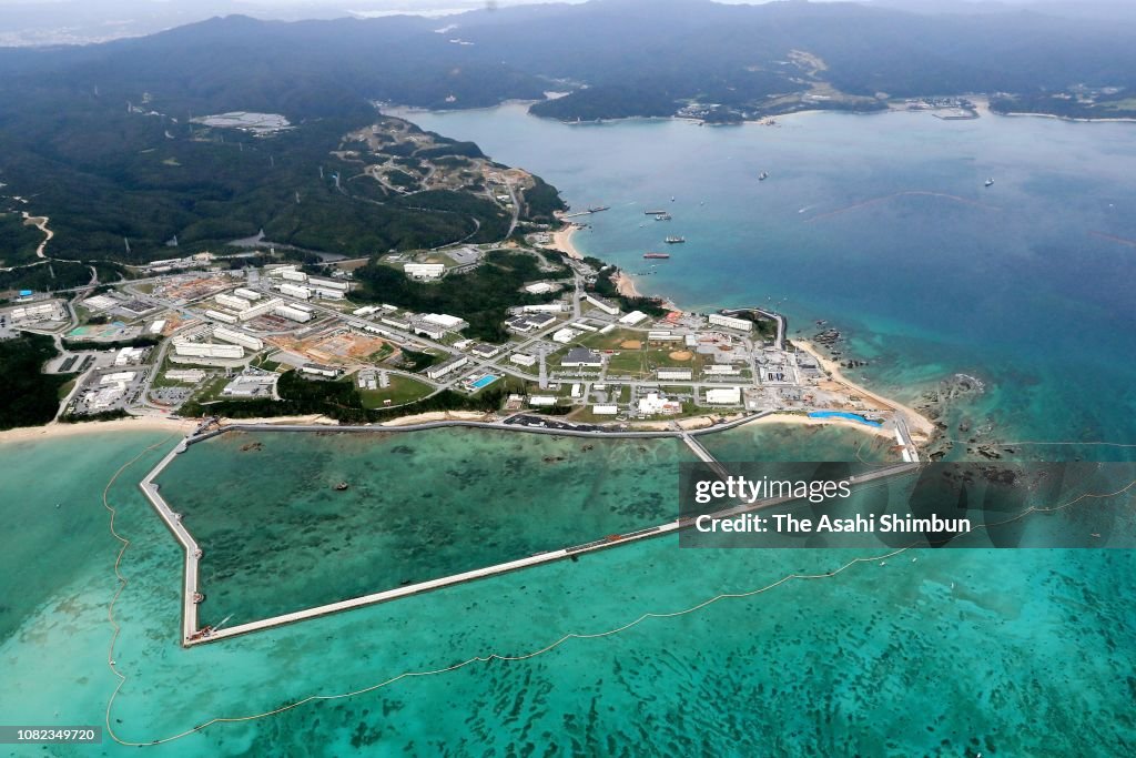 Henoko Project In this aerial image, Henoko district where workers unload and move ...