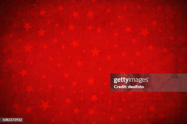 ilustrações, clipart, desenhos animados e ícones de castanho-avermelhado brilhante, textura de parede vermelho profundo efeito rachado coloridas xmas vector fundo estrelado, papel de parede-horizontal. estrelas vermelhas lisas e redemoinhos sobre grunge. - christmas paper