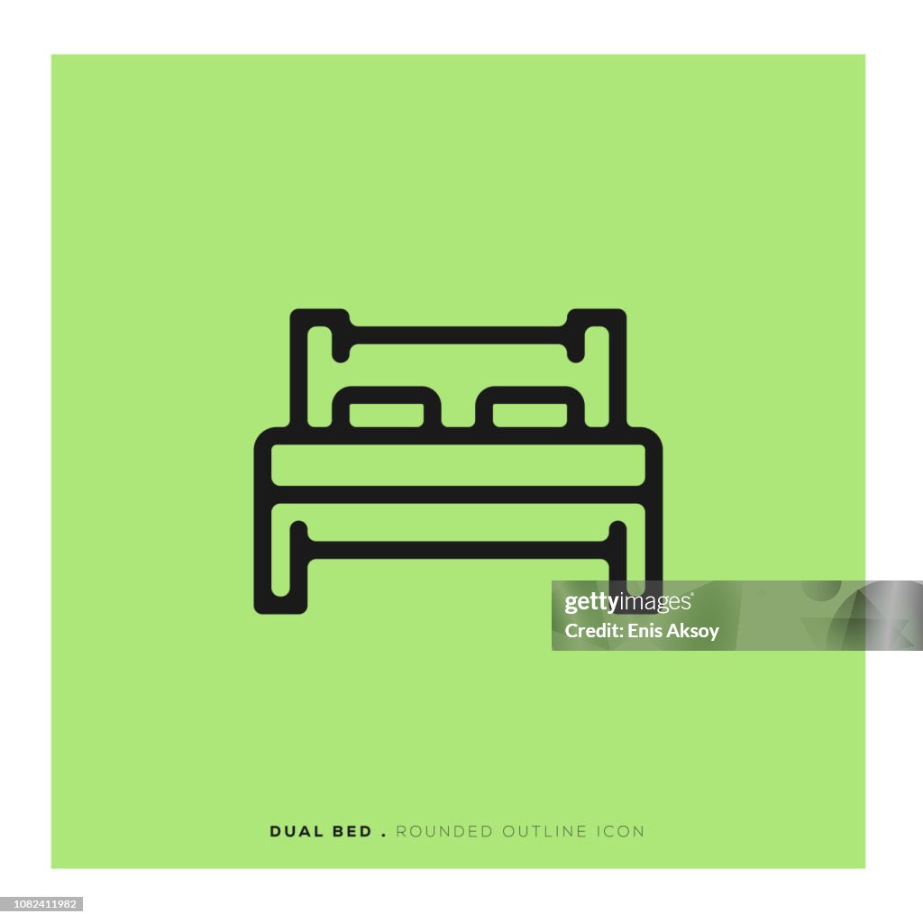 Dual Bed Rounded Line Icon