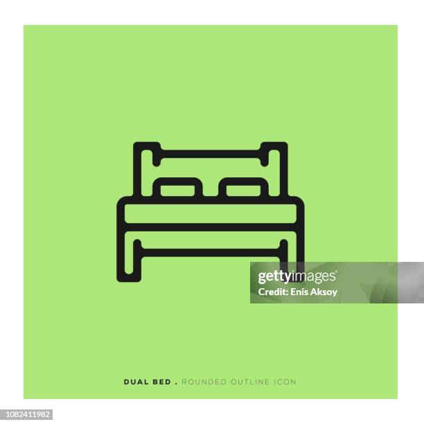 dual bed rounded line icon - foam mattress stock illustrations