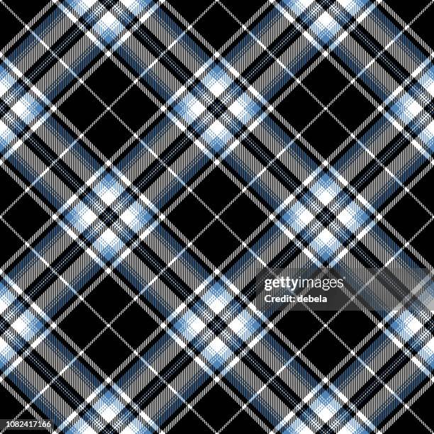 black and blue scottish tartan plaid textile pattern - argyle pattern background stock illustrations