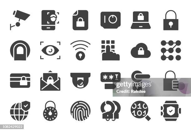 security system icons - gray series - combination lock stock illustrations