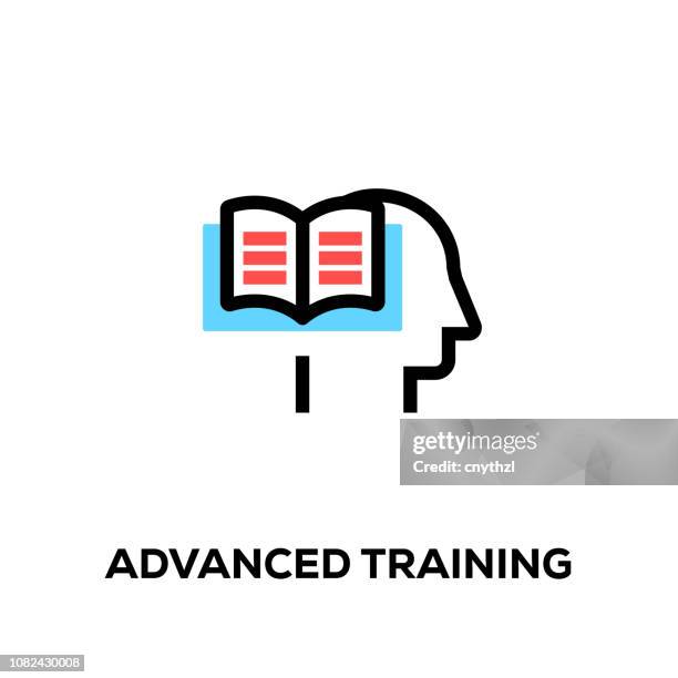 flat line design style modern vector advanced training icon - design thinking workshop stock illustrations