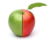 Half red half green apple