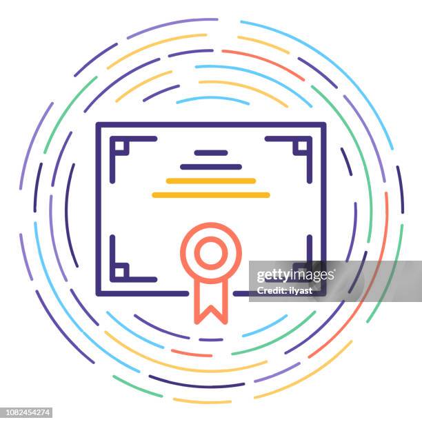 patents & copyrights line icon illustration - reserved sign stock illustrations