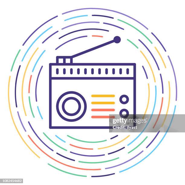 listen radio podcast line icon illustration - computer graphic design headphones stock illustrations