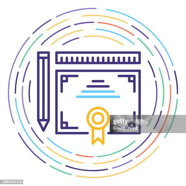 master's degree line icon illustration - challenge accepted stock illustrations