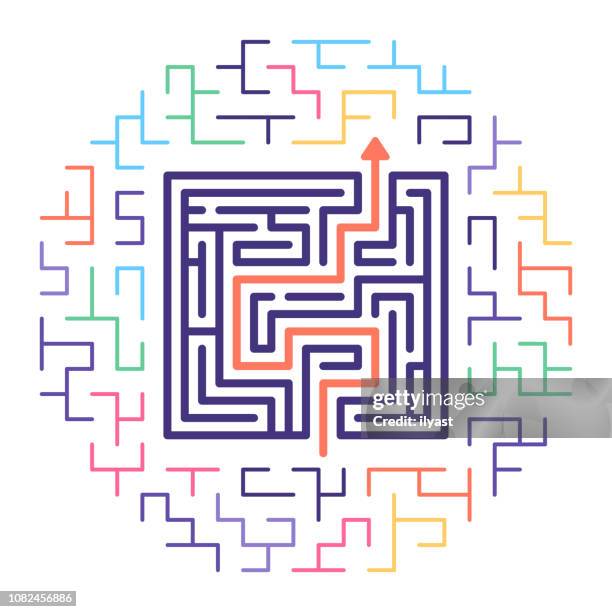 ilustrações de stock, clip art, desenhos animados e ícones de business solutions line icon illustration - maze