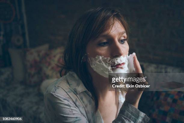 Trans woman shaving