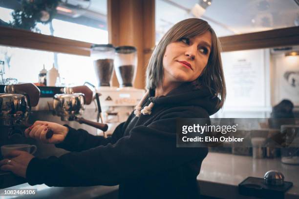Trans woman barista working