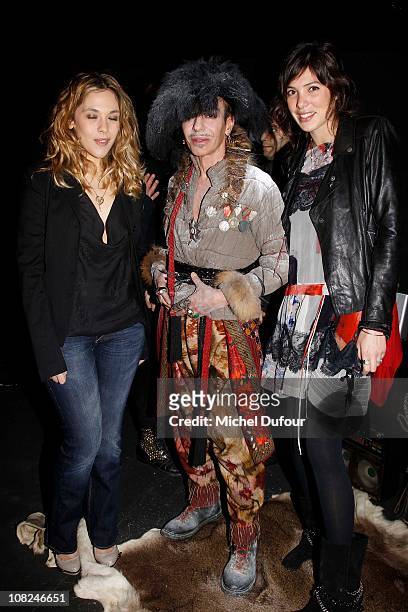 Alysson Paradis, John Galliano and Tamara Kaboutchek after the John Galliano: Paris Fashion Week Menswear F/W 2011 show as part of Paris Menswear...