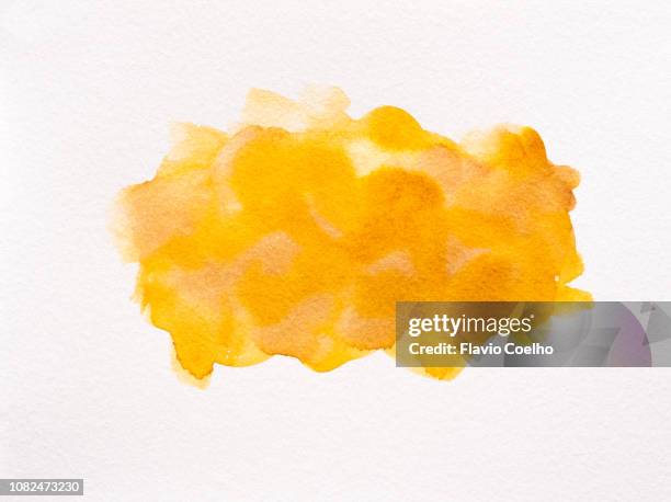 ochre watercolor brush strokes - brown watercolor stock-fotos und bilder