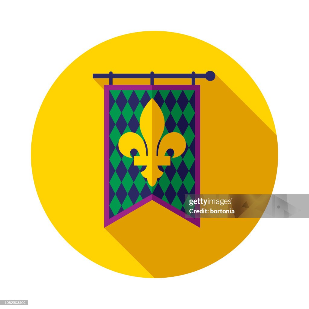 Banner diseño plano Mardi Gras icono