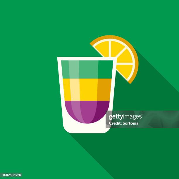 shot glass flat design mardi gras icon - shot glass stock illustrations
