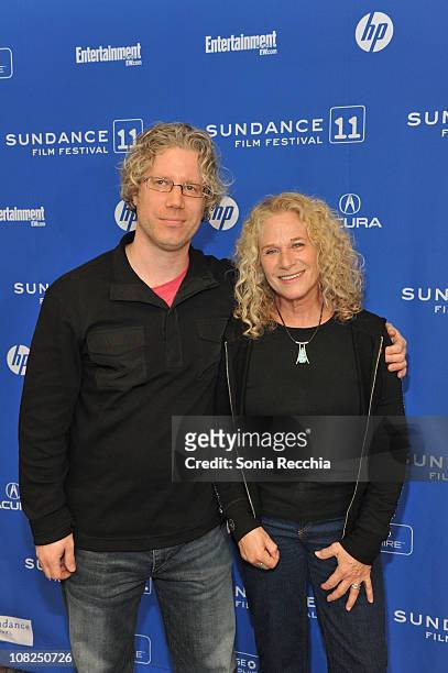 Producer Eddie Schmidt and songwriter Carole King attend the "Troubadours" Premiere at the Prospector Square Theater during 2011 Sundance Film...