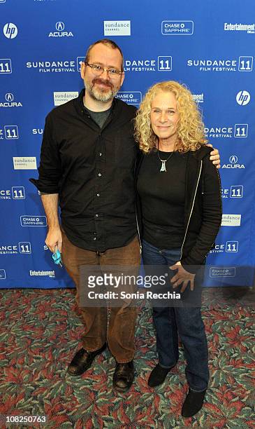 Director Morgan Neville and songwriter Carole King attend the "Troubadours" Premiere at the Prospector Square Theater during 2011 Sundance Film...