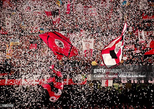 Milan fans during the Italian Serie A game against Juventus played at the San Siro Stadium in Milan, Italy. The game ended in a 2-2 draw. \ Mandatory...