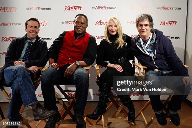 Actors Ed Helms, Isiah Whitlock Jr. And Anne Heche and director Miguel Arteta attend the Variety Studio at Sundance on January 22, 2011 in Park City,...