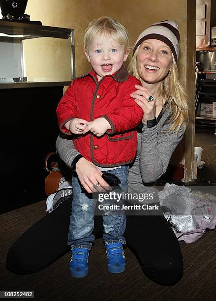 Actress Anne Heche and son Atlas Heche Tupper attend the TR Suites at the Gateway Center on January 22, 2011 in Park City, Utah.