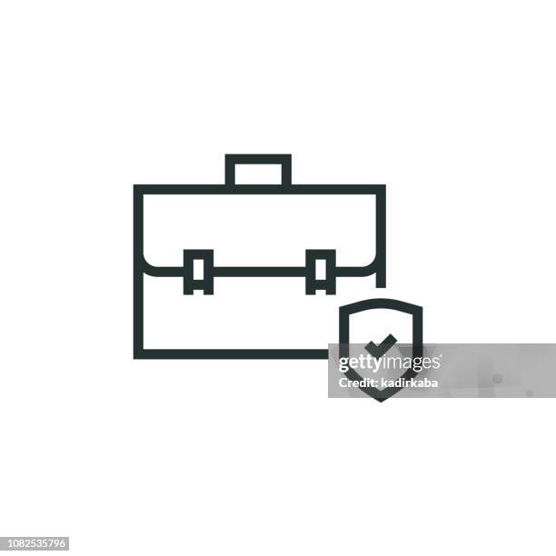 business insurance line icon - damages compensation stock-grafiken, -clipart, -cartoons und -symbole