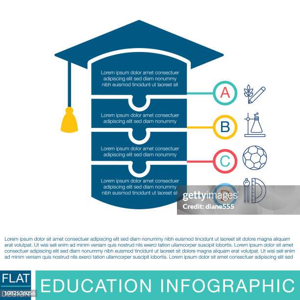 graduierung puzzle bildung infografik mit textund symbole - protractor stock-grafiken, -clipart, -cartoons und -symbole